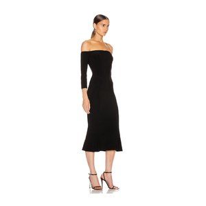 Norma Kamali x Kamali Kulture Black Off Shoulder Fishtail Midi Dress XS